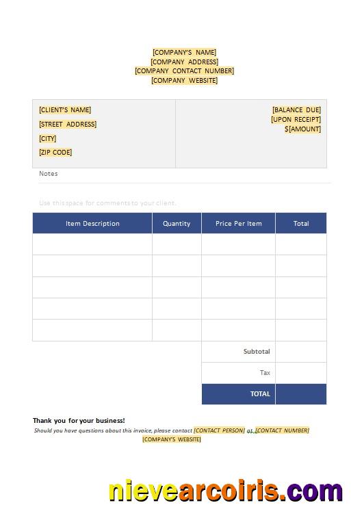 Free Blank Invoice